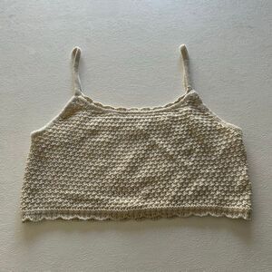 Aeropostale Knit Cropped Cami Tank Top Beige Textured Sleeveless Women’s Size L